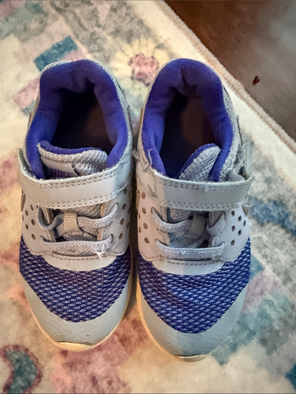 Nike Kids Purple and Gray Hook-and-Loop Sneakers